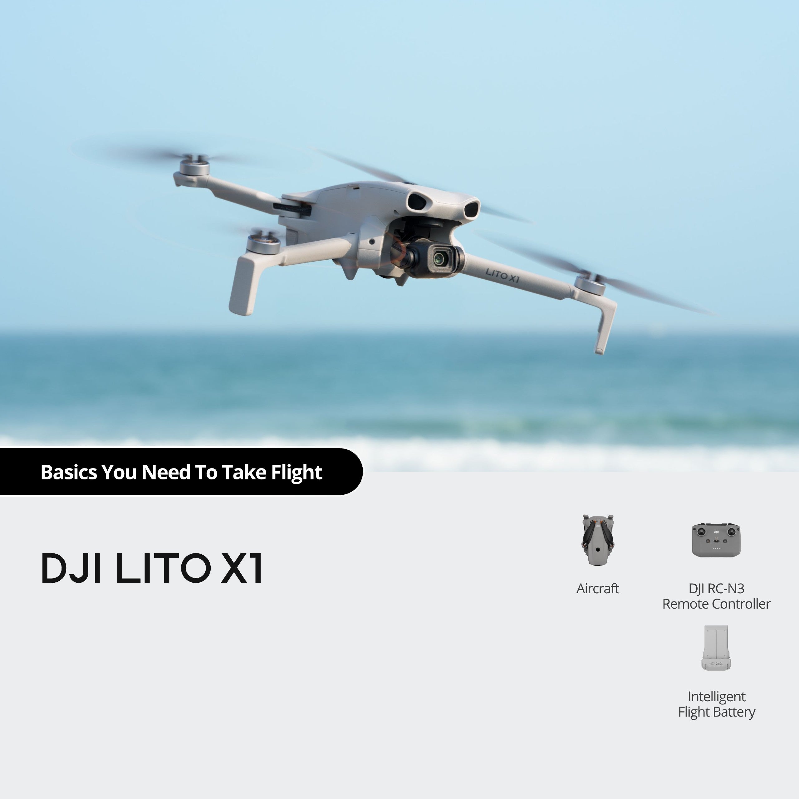 DJI Lito X1 - 4K/100fps Camera Drone, 1/1.3″ CMOS, Forward-Facing LiDAR, Beginner, Under 249g, 52-Min Flight