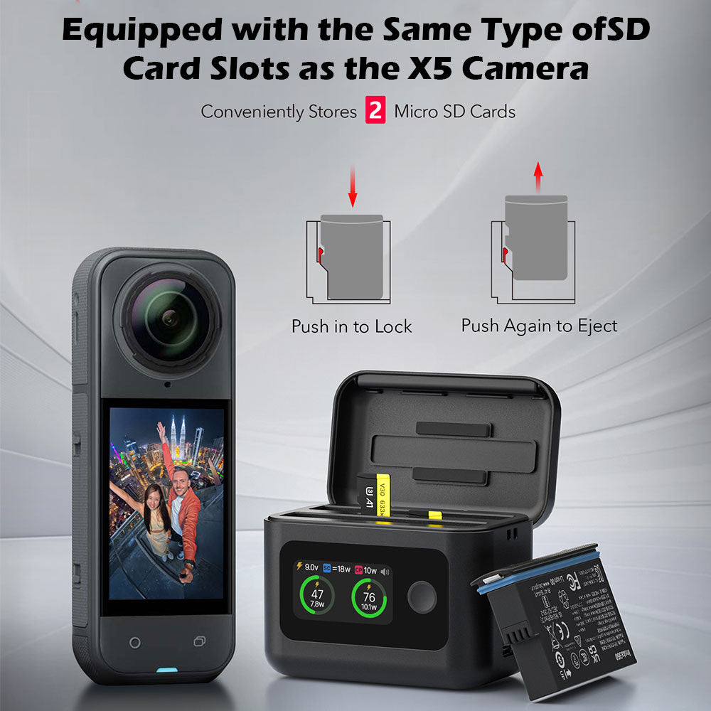 SYMIK X5 Fast Charging Case for Insta360 X5 Dual Battery Charger Storage Box Intelligent PD Charge Case Accessories