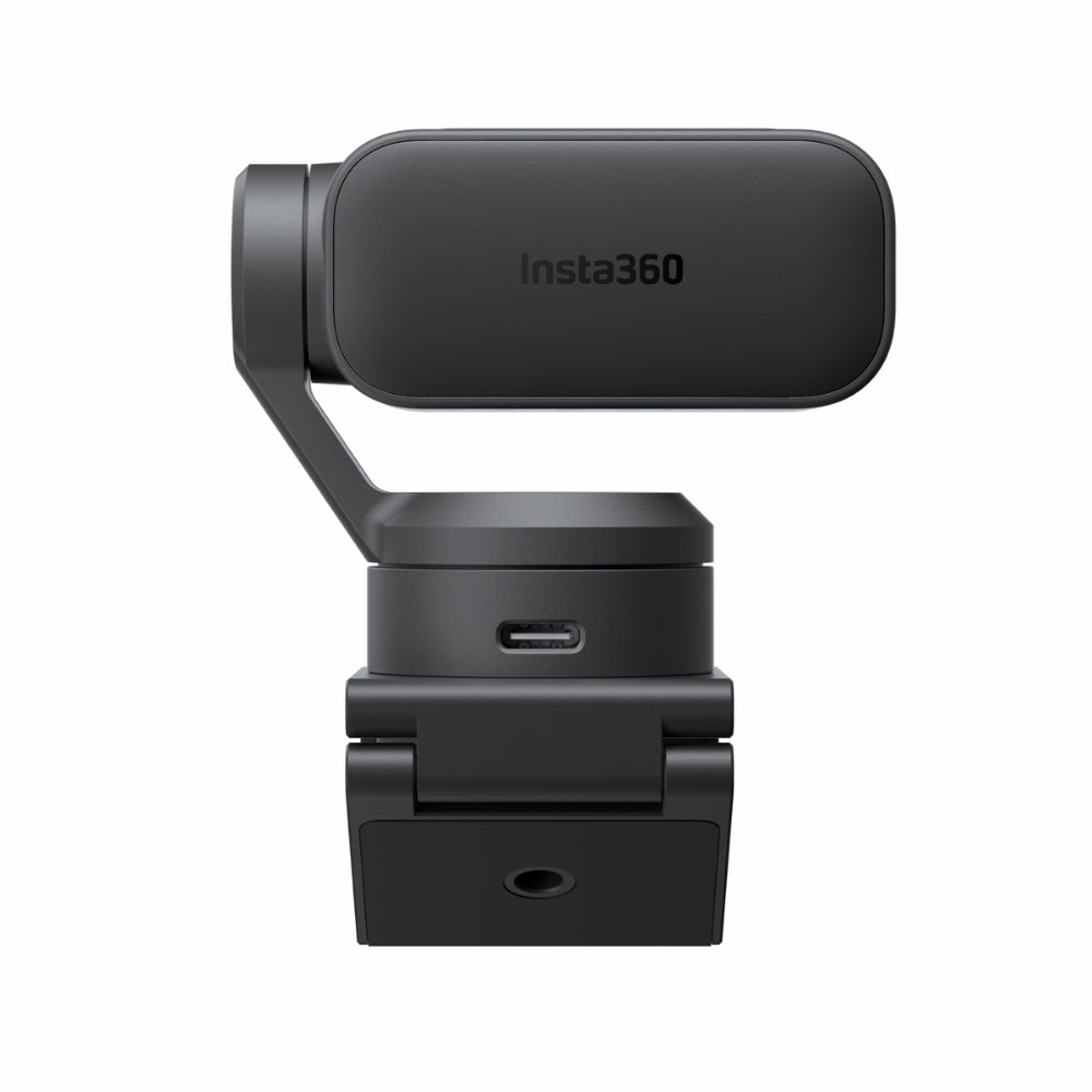INSTA360 LINK 2 PRO 4K AI WECAM, BACK VIEW, Black Insta360 camera on a white background