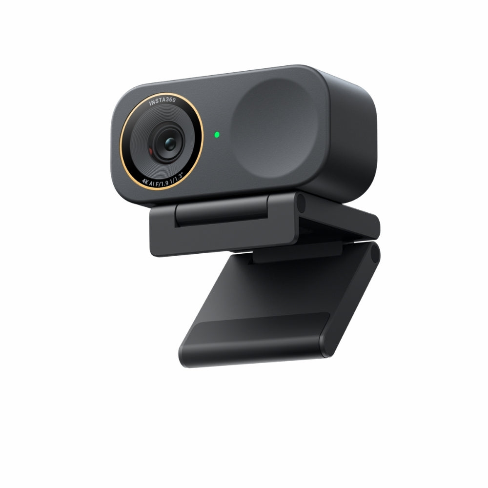 INSTA360 LINK 2C PRO 4K AI WECAM, FRONT VIEW, Black webcam on a white background