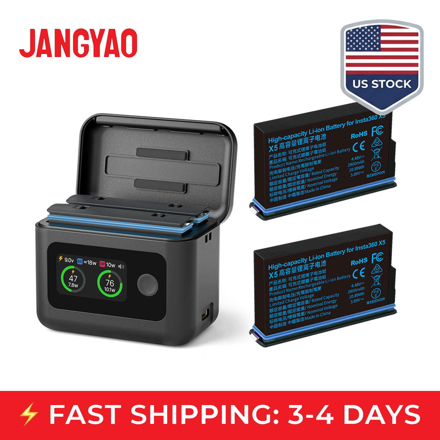 SYMIK X5 Fast Charging Case for Insta360 X5 Dual Battery Charger Storage Box Intelligent PD Charge Case Accessories