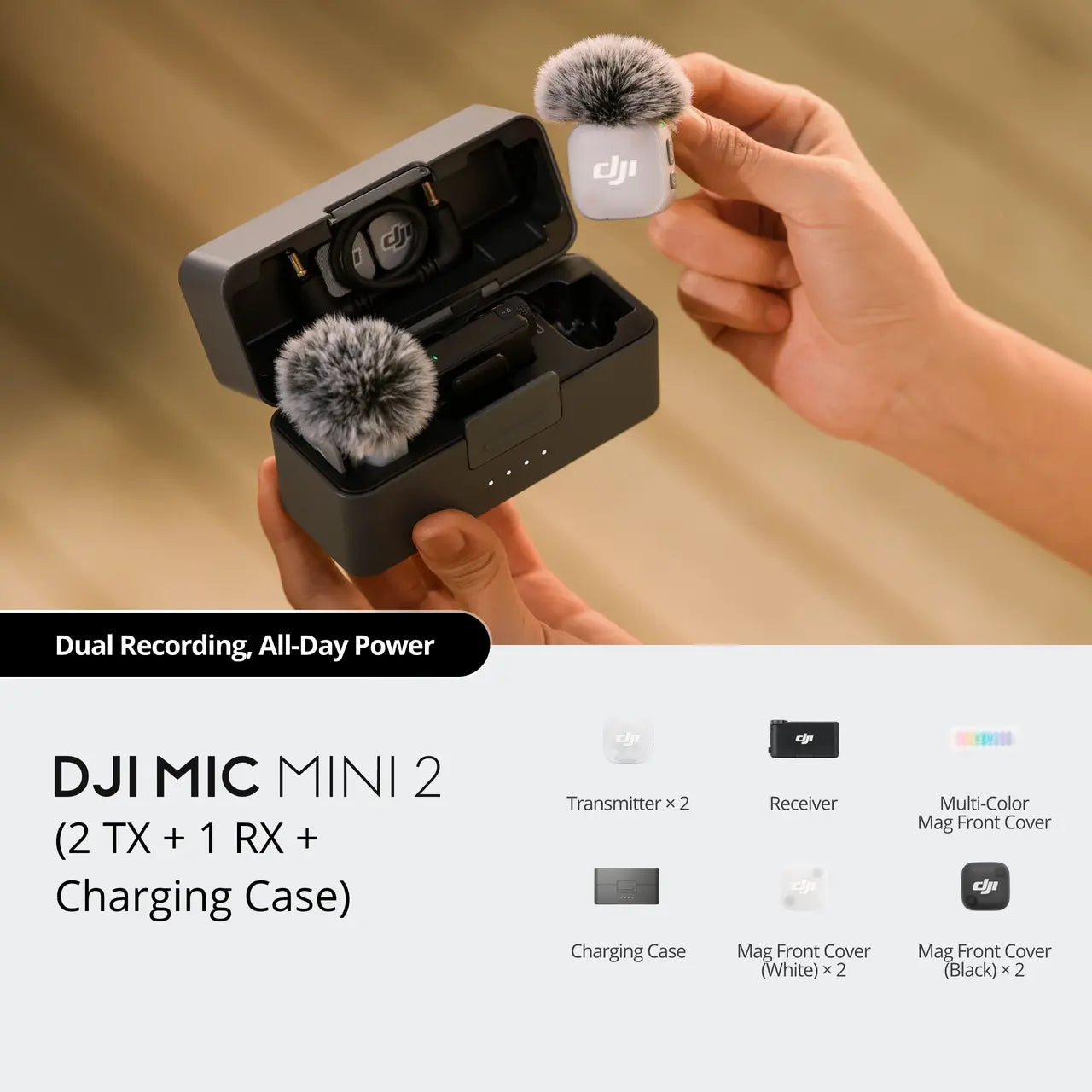 DJI Mic Mini 2 Wireless Microphone — 48kHz 24-Bit, 48-Hour Battery, Noise Cancelling