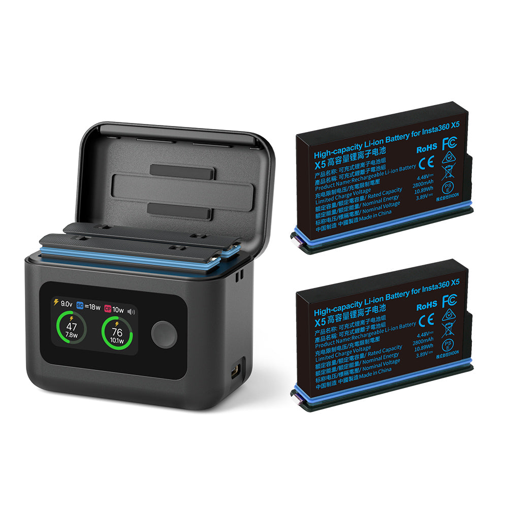 SYMIK X5 Fast Charging Case for Insta360 X5 Dual Battery Charger Storage Box Intelligent PD Charge Case Accessories