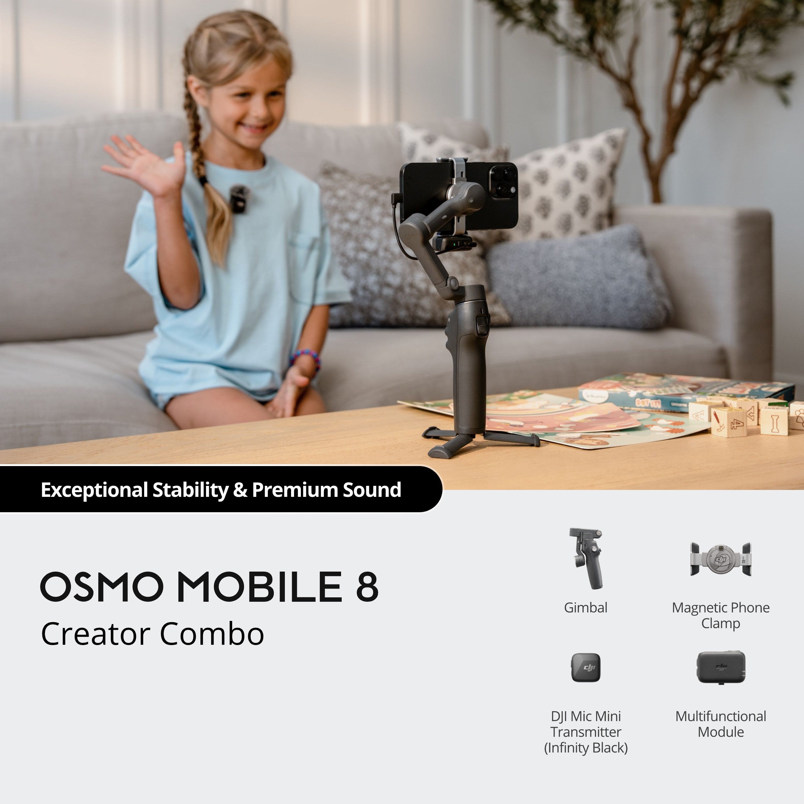 DJI Osmo Mobile 8 Combo Smartphone Gimbal with Apple DockKit & Tracking Module