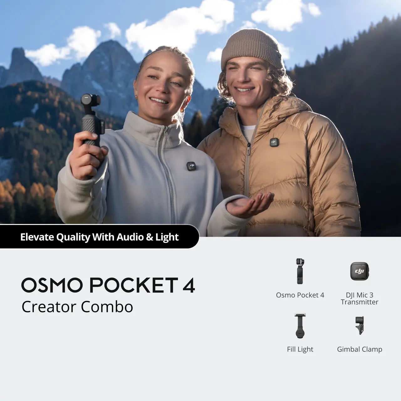 DJI Osmo Pocket 4, 1" CMOS 4K 240fps, 3-Axis Gimbal Stabilizer, Handheld Camera, ActiveTrack 7.0, Digital Video Camera for Vlog