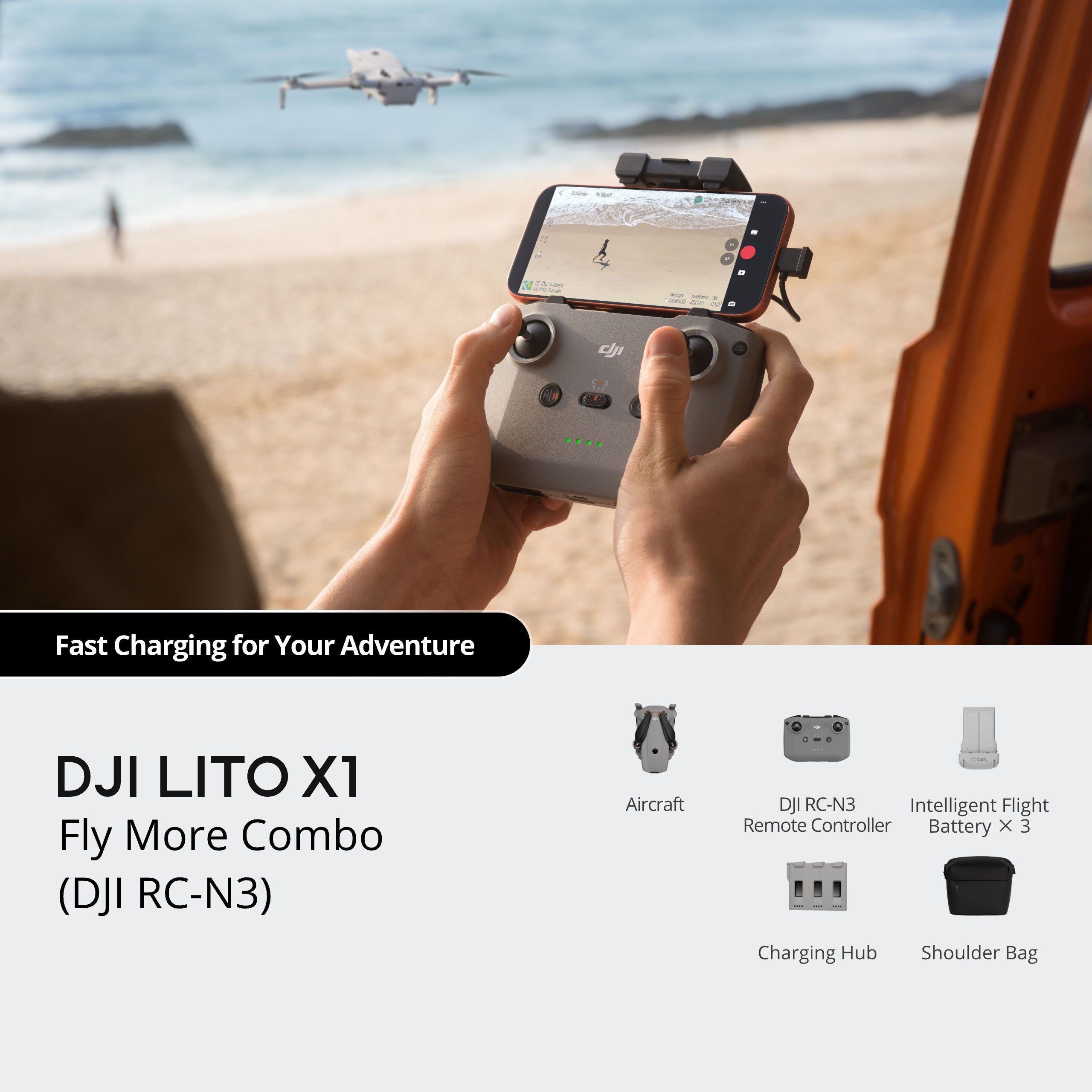 DJI Lito X1 - 4K/100fps Camera Drone, 1/1.3″ CMOS, Forward-Facing LiDAR, Beginner, Under 249g, 52-Min Flight